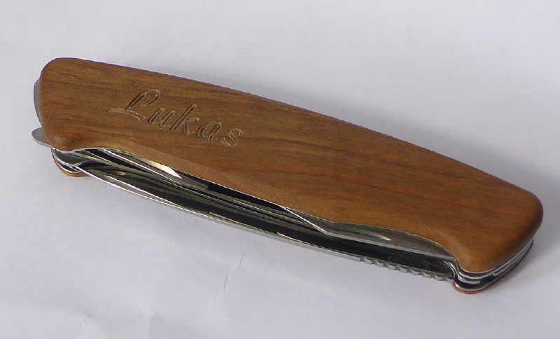 Taschenmesser Holzgriff  mit Gravur