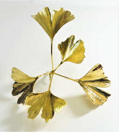vergoldet Ginkoblatt Galvanik.1