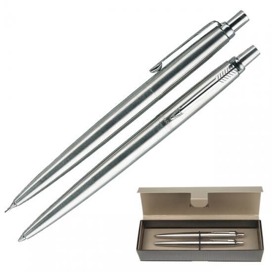 Kugelschreiber KS13 Parker-Set Edelstahl